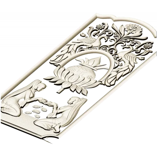 Ornamental Lotus Offering Panel - STL 3D Relief for CNC