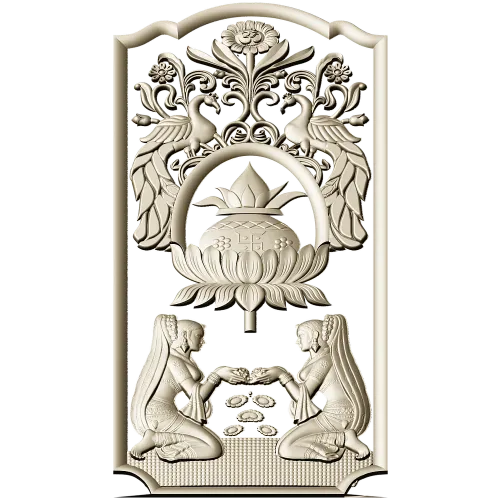 Ornamental Lotus Offering Panel - STL 3D Relief for CNC