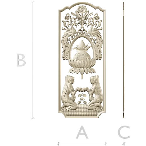 Ornamental Lotus Offering Panel - STL 3D Relief for CNC