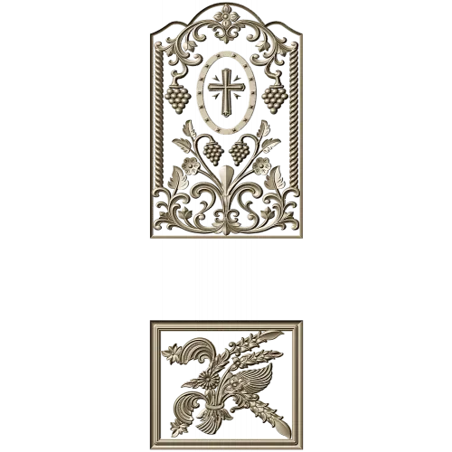 Arched Vine & Cross High-Relief STL Panel for CNC