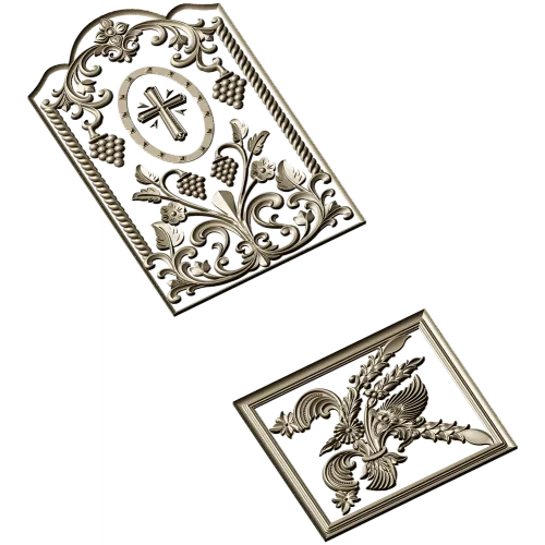 Arched Vine & Cross High-Relief STL Panel for CNC