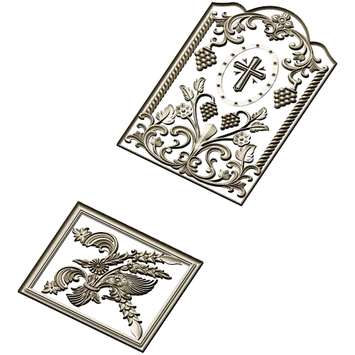 Arched Vine & Cross High-Relief STL Panel for CNC