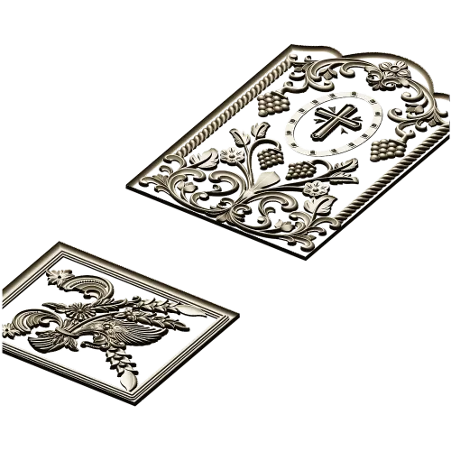 Arched Vine & Cross High-Relief STL Panel for CNC