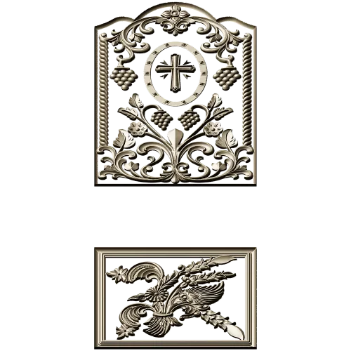 Arched Vine & Cross High-Relief STL Panel for CNC
