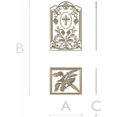 Arched Vine & Cross High-Relief STL Panel for CNC