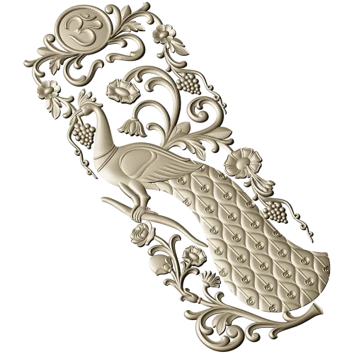 Peacock Vertical Relief STL - 3D model for CNC carving