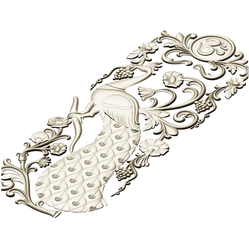 Peacock Vertical Relief STL - 3D model for CNC carving