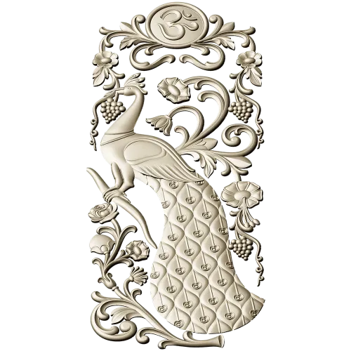 Peacock Vertical Relief STL - 3D model for CNC carving