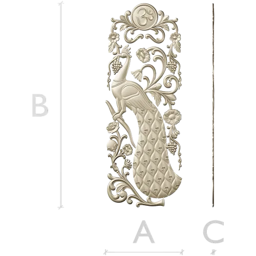 Peacock Vertical Relief STL - 3D model for CNC carving