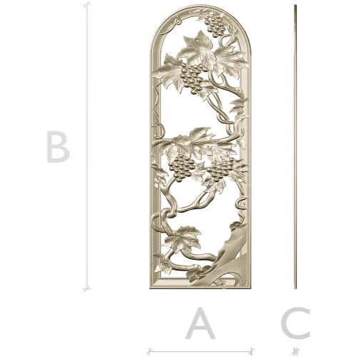 Arched Grapevine Decorative Panel - STL 3D Model for CNC