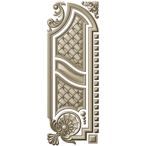 Baroque Vertical Door Applique - STL 3D Model for CNC
