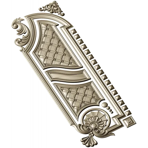 Baroque Vertical Door Applique - STL 3D Model for CNC