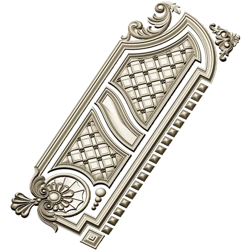 Baroque Vertical Door Applique - STL 3D Model for CNC