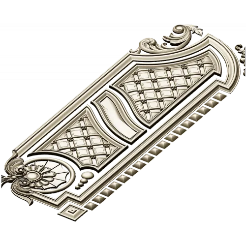 Baroque Vertical Door Applique - STL 3D Model for CNC