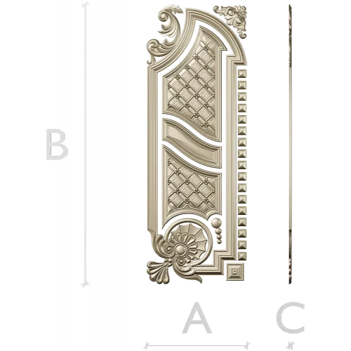 Baroque Vertical Door Applique - STL 3D Model for CNC