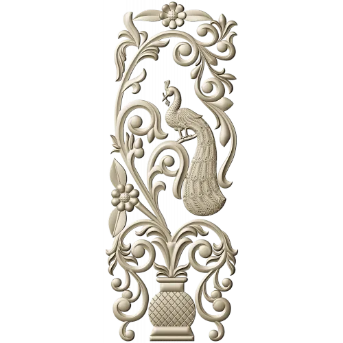 Peacock Urn Vertical Panel STL for CNC