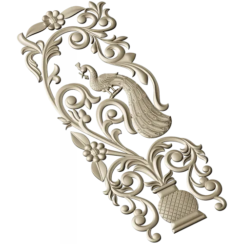 Peacock Urn Vertical Panel STL for CNC