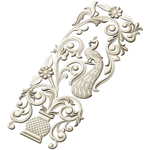 Peacock Urn Vertical Panel STL for CNC