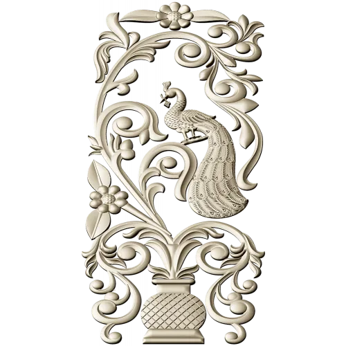 Peacock Urn Vertical Panel STL for CNC