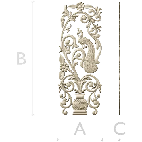 Peacock Urn Vertical Panel STL for CNC
