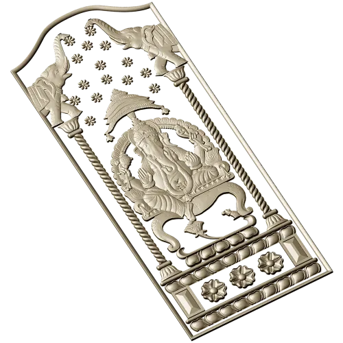 Ganesha Shrine Panel - STL 3D Model for CNC