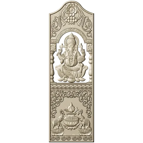 Ganesha Blessing Panel - STL 3D Model for CNC Door Panel