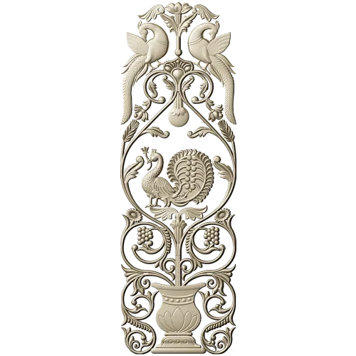 Imperial Peacock Vertical Panel - STL 3D model for CNC milling