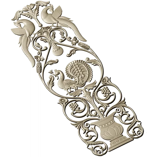 Imperial Peacock Vertical Panel - STL 3D model for CNC milling