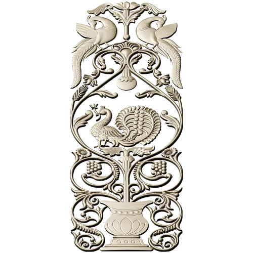 Imperial Peacock Vertical Panel - STL 3D model for CNC milling