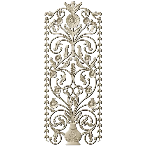 Floral Urn Door Panel - detailed STL 3D model for CNC