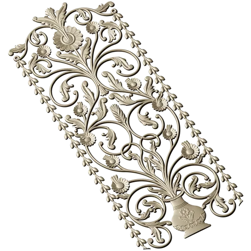 Floral Urn Door Panel - detailed STL 3D model for CNC
