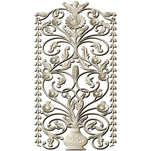Floral Urn Door Panel - detailed STL 3D model for CNC