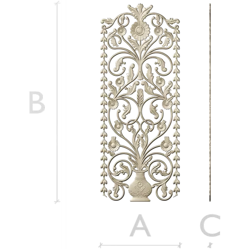 Floral Urn Door Panel - detailed STL 3D model for CNC