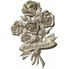 Detailed 3D STL Model of a Bouquet of Roses with "Happy Birthday" Ribbon for CNC Milling