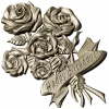 Detailed 3D STL Model of a Bouquet of Roses with "Happy Birthday" Ribbon for CNC Milling