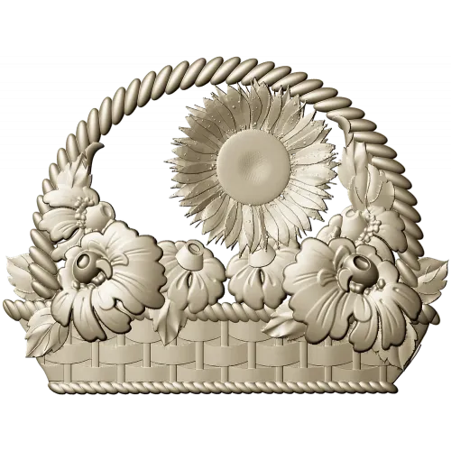 Floral Basket 3D STL Model for CNC Milling