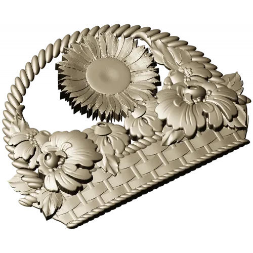Floral Basket 3D STL Model for CNC Milling