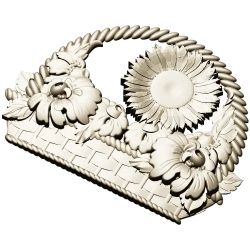Floral Basket 3D STL Model for CNC Milling