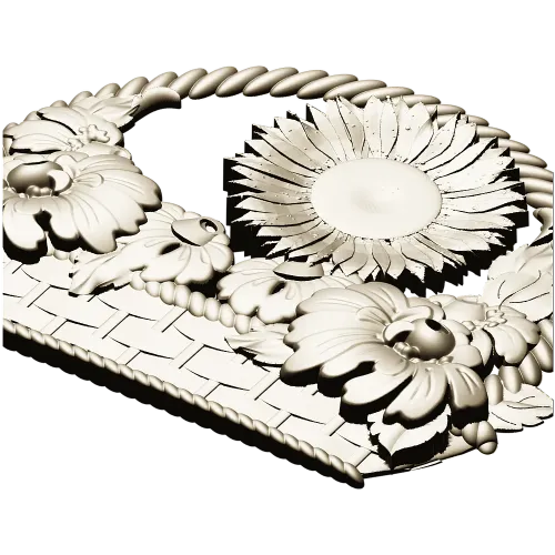 Floral Basket 3D STL Model for CNC Milling