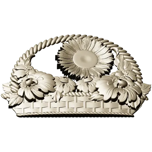 Floral Basket 3D STL Model for CNC Milling