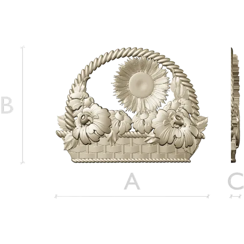 Floral Basket 3D STL Model for CNC Milling