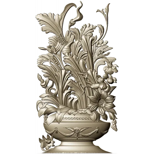Ornate Floral Vase 3D Model for CNC Milling STL