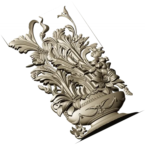 Ornate Floral Vase 3D Model for CNC Milling STL