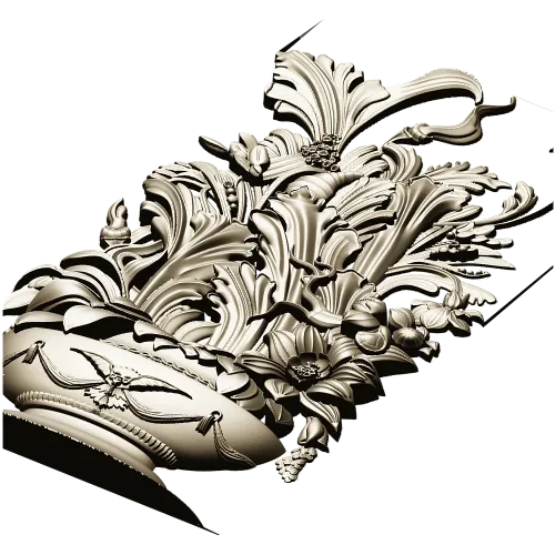 Ornate Floral Vase 3D Model for CNC Milling STL