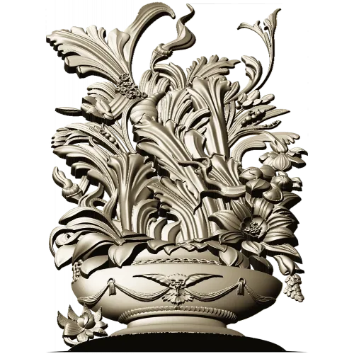 Ornate Floral Vase 3D Model for CNC Milling STL