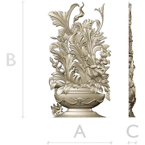 Ornate Floral Vase 3D Model for CNC Milling STL
