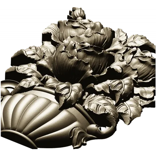 Floral Bouquet in Classic Vase 3D Model STL for CNC Milling
