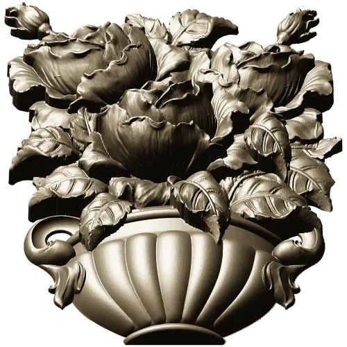 Floral Bouquet in Classic Vase 3D Model STL for CNC Milling
