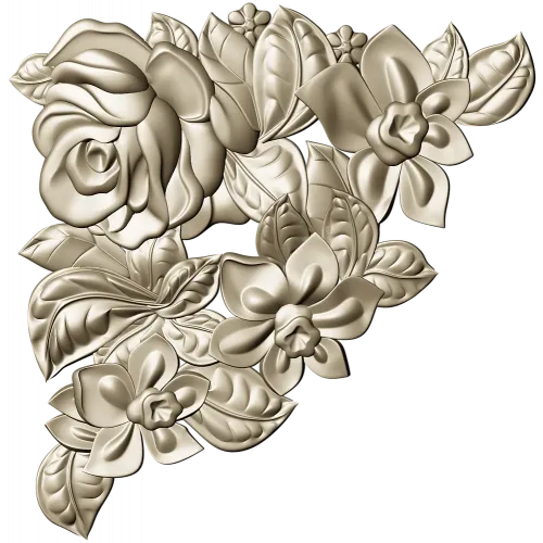 Floral Embrace - Detailed Corner Floral STL Model for CNC
