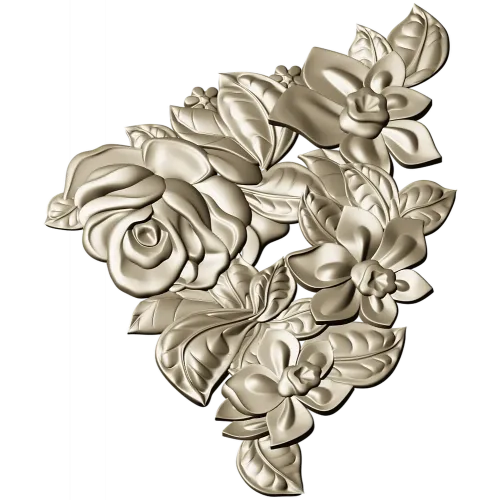 Floral Embrace - Detailed Corner Floral STL Model for CNC